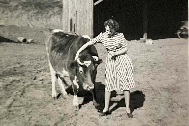 woman with cow